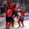 MONTREAL, CANADA - JANUARY 4: Canada's Mitchell Stephens #27 celebrates after a first period goal against Sweden with Dilon Dube #9 and Jeremy Lauzon #15 during semifinal round action at the 2017 IIHF World Junior Championship. (Photo by Andre Ringuette/HHOF-IIHF Images)


